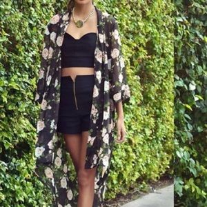 Sheer floral print kimono